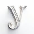 White Letter Y Wavy Sculpture: Photorealistic 3d Illustration