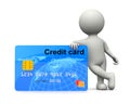 White 3D Character Leaned on a Credit Card