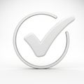 White 3D check mark symbol within a circle, set against a plain white background. The design is Royalty Free Stock Photo
