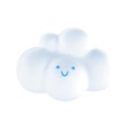 White 3d cloud icon face. Render soft round cartoon fluffy cloud icon shape illustration isolated transparent png background