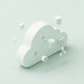A white 3D cloud model on a light green background symbolizes cloud computing Royalty Free Stock Photo
