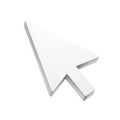 White 3D Computer Mouse Cursor Arrow on a White Background pointer Royalty Free Stock Photo