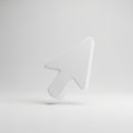 White 3D Computer Mouse Cursor Arrow Icon Floating on a Light Gray Background Royalty Free Stock Photo
