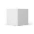 White 3d cube with perspective isolated on white background. 3d modeling box with lighting and shadow. Realistic vector Royalty Free Stock Photo