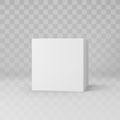 White 3d cube with perspective isolated on transparent background. 3d modeling box with lighting and shadow. Realistic Royalty Free Stock Photo
