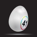 White 3D Easter bingo lottery egg on black