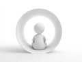 White 3D Figure Meditating Inside Large White Circular Ring Studio Lighting Royalty Free Stock Photo
