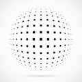 White 3D halftone sphere.Dotted spherical background.Logo