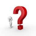 White 3d human - red question mark Royalty Free Stock Photo