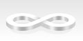White 3D Infinity Symbol on white Background. Endless Vector Logo Design. Concept of infinity with shadow Royalty Free Stock Photo
