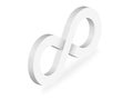 White 3D Infinity Symbol on white Background. Endless Vector Logo Design. Concept of infinity Royalty Free Stock Photo