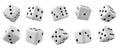 White 3d isolated realistic dice for casino game Royalty Free Stock Photo