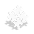 White 3D jigsaw puzzle pieces. Team cooperation, teamwork or solution business theme. Vector illustration with dropped Royalty Free Stock Photo