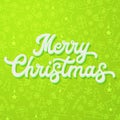 White 3d lettering on green Christmas background. Royalty Free Stock Photo