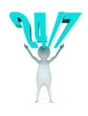 White 3d man and 24/7 blue text Royalty Free Stock Photo
