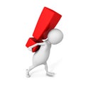 White 3d man carry big red exclamation mark Royalty Free Stock Photo
