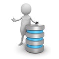 White 3d man with database symbol icon Royalty Free Stock Photo