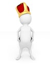 White 3d man king with golden geraldic crown