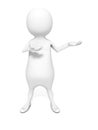 White 3d man presents your product holding his hand Royalty Free Stock Photo