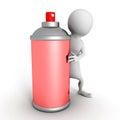 White 3d man with red spray paint can Royalty Free Stock Photo