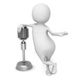 White 3d Man With Retro Vintage Microphone Royalty Free Stock Photo