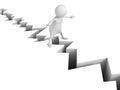 White 3d man stand on earthquake crack Royalty Free Stock Photo