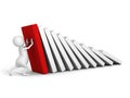 White 3d man stop domino effect with red first Royalty Free Stock Photo