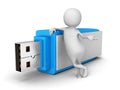 White 3d Man With USB Flash Drive Stick Royalty Free Stock Photo