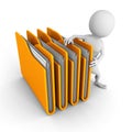 White 3d man with yellow office folders Royalty Free Stock Photo