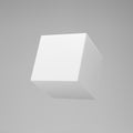 White 3d modeling cube with perspective isolated on grey background. Render a rotating 3d box in perspective with