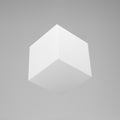 White 3d modeling cube with perspective isolated on grey background. Render a rotating 3d box in perspective with