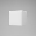 White 3d modeling cube with perspective isolated on grey background. Render a rotating 3d box in perspective with