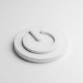 White 3D Power Button Icon in Isometric View on a White Surface power icon on off Royalty Free Stock Photo