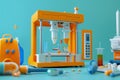 A white 3D printer is sitting on a table in a lab with Generative AI Royalty Free Stock Photo