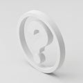 White 3D Question Mark Symbol Inside a Circular Frame on a Light Gray Background icon Royalty Free Stock Photo