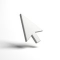 White 3D Cursor Arrow Icon Floating with Shadow on White Background pointer mouse Royalty Free Stock Photo