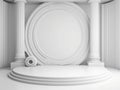 White 3d rendering stand display isolated on gray background abstract in luxury studio room wall.