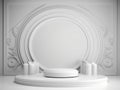 White 3d rendering stand display isolated on gray background abstract.