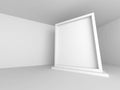 White 3d Room With Stand Banner. Abstract Gallery Interior Background Royalty Free Stock Photo