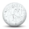 White 3D Sphere with Math Symbol Texture Royalty Free Stock Photo