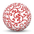 White 3D Sphere with Red Aesthetic Ornament Texture Pattern
