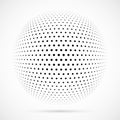 White 3D vector halftone sphere.Dotted spherical background.Logo template with shadow.Circle dots isolated on the white