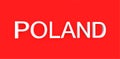 White 3d word POLAND written on the red background as a Polish flag. 3d rendering