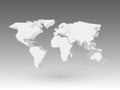 White 3D world map with dropped shadow on grey background. EPS10 vector illustration Royalty Free Stock Photo