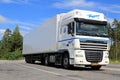 White DAF XF 105 Semi Truck Parked in Summer Royalty Free Stock Photo