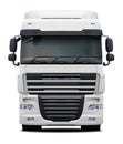 White DAF XF truck front view. Royalty Free Stock Photo