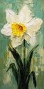 White Daffodil Palette Knife Painting