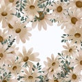 White daisies frame isolated on white background Limited color palette Vintage style pattern Royalty Free Stock Photo