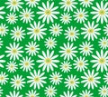 White daisies on green background seamless vector pattern