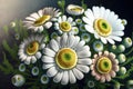 White daisy background, beautiful natural flower chamomile decoration, summer card Generative AI Royalty Free Stock Photo
